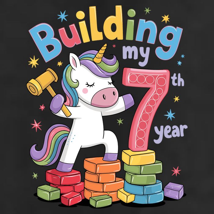 Building My 7th Year Unicorn Funny Design Microfiber Hand Towel