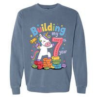 Building My 7th Year Unicorn Funny Design Garment-Dyed Sweatshirt