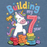 Building My 7th Year Unicorn Funny Design Garment-Dyed Sweatshirt