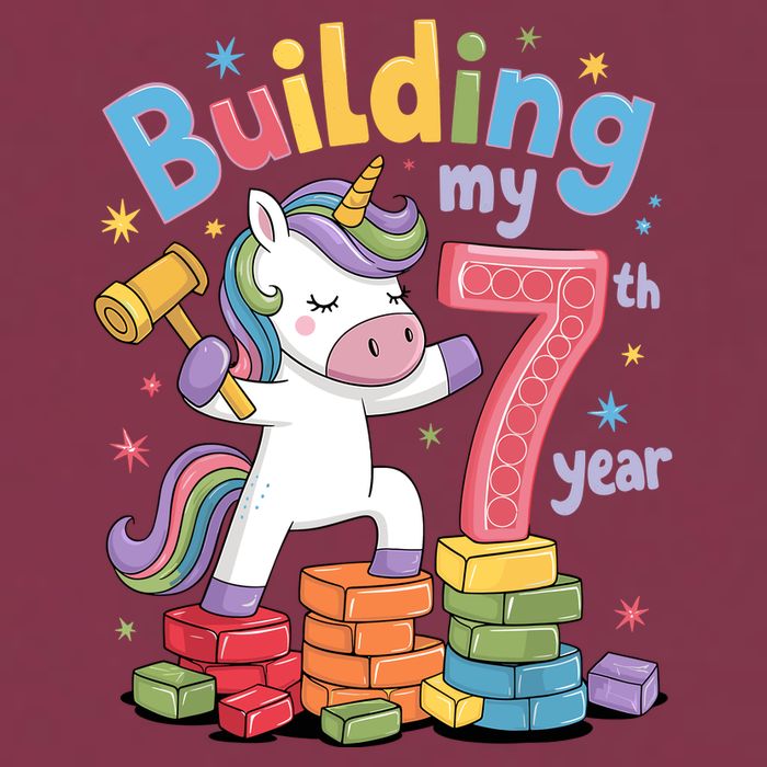 Building My 7th Year Unicorn Funny Design 16oz Travel Tumbler