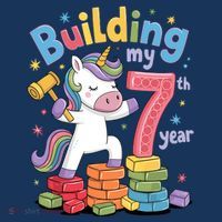 Building My 7th Year Unicorn Funny Design Doggie Tank