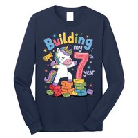 Building My 7th Year Unicorn Funny Design Long Sleeve Shirt