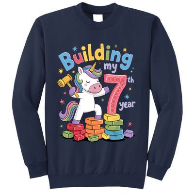 Building My 7th Year Unicorn Funny Design Sweatshirt