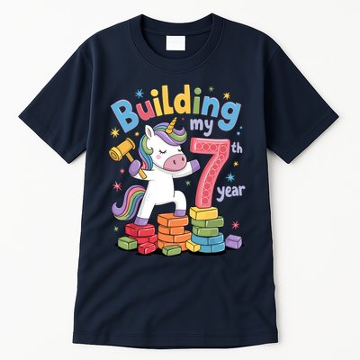 Building My 7th Year Unicorn Funny Design Tall T-Shirt
