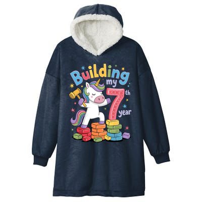 Building My 7th Year Unicorn Funny Design Hooded Wearable Blanket