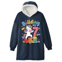 Building My 7th Year Unicorn Funny Design Hooded Wearable Blanket