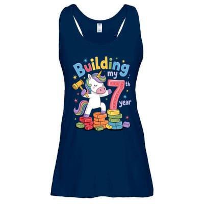Building My 7th Year Unicorn Funny Design Ladies Essential Flowy Tank