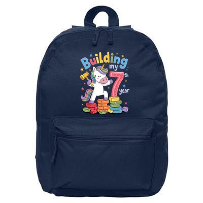 Building My 7th Year Unicorn Funny Design 16 in Basic Backpack