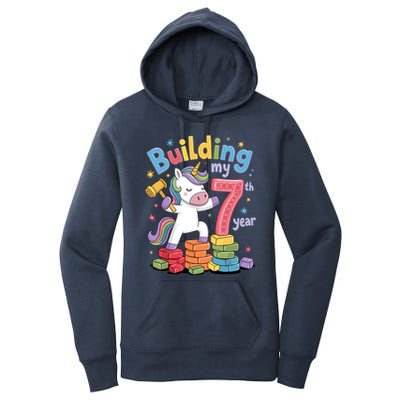 Building My 7th Year Unicorn Funny Design Women's Pullover Hoodie