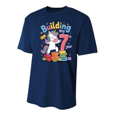 Building My 7th Year Unicorn Funny Design Youth Performance Sprint T-Shirt