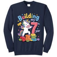 Building My 7th Year Unicorn Funny Design Tall Sweatshirt