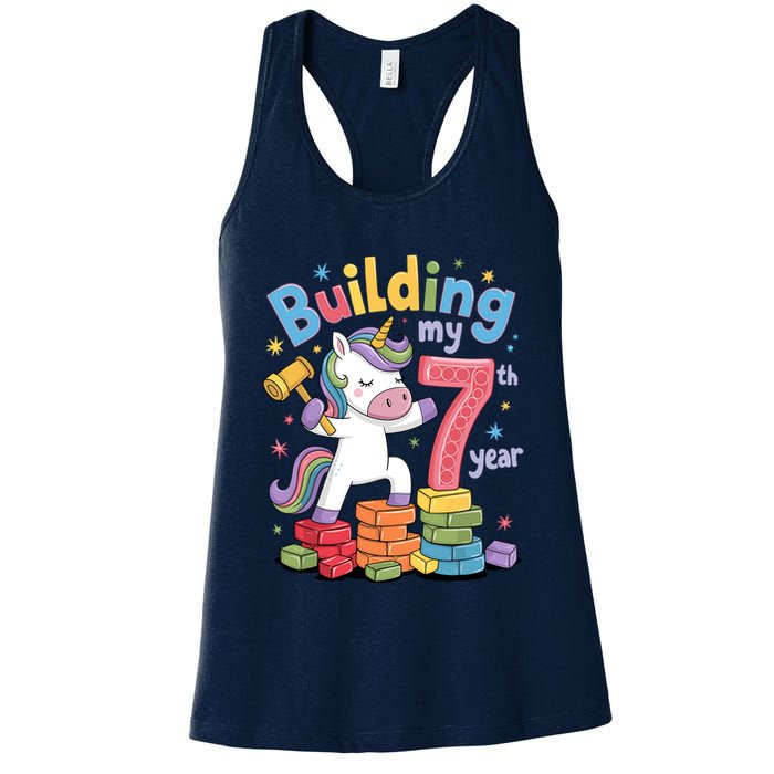 Building My 7th Year Unicorn Funny Design Womens Tank Top