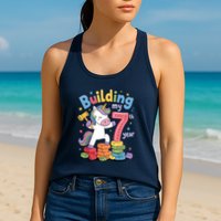 Building My 7th Year Unicorn Funny Design Womens Tank Top