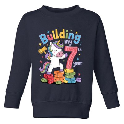 Building My 7th Year Unicorn Funny Design Toddler Sweatshirt