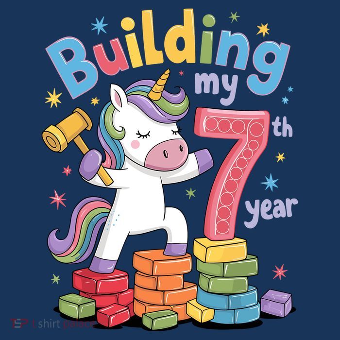 Building My 7th Year Unicorn Funny Design Tie Dye Hoodie
