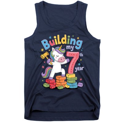 Building My 7th Year Unicorn Funny Design Tank Top