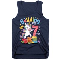 Building My 7th Year Unicorn Funny Design Tank Top