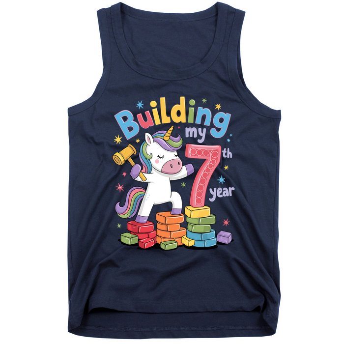 Building My 7th Year Unicorn Funny Design Tank Top