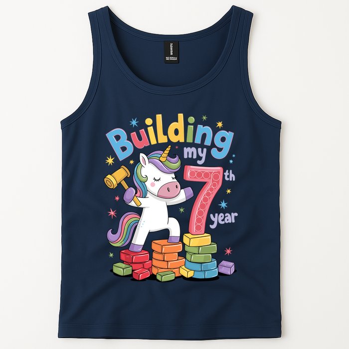 Building My 7th Year Unicorn Funny Design Tank Top