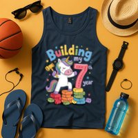 Building My 7th Year Unicorn Funny Design Tank Top