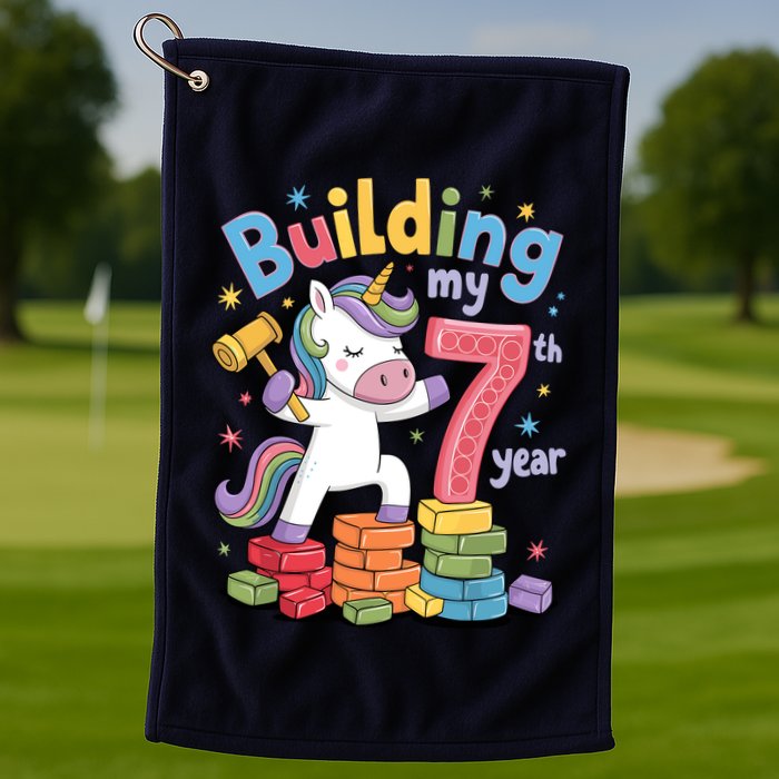 Building My 7th Year Unicorn Funny Design Golf Towel