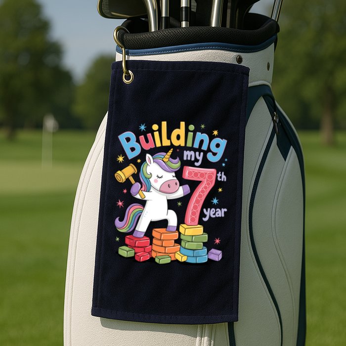 Building My 7th Year Unicorn Funny Design Golf Towel