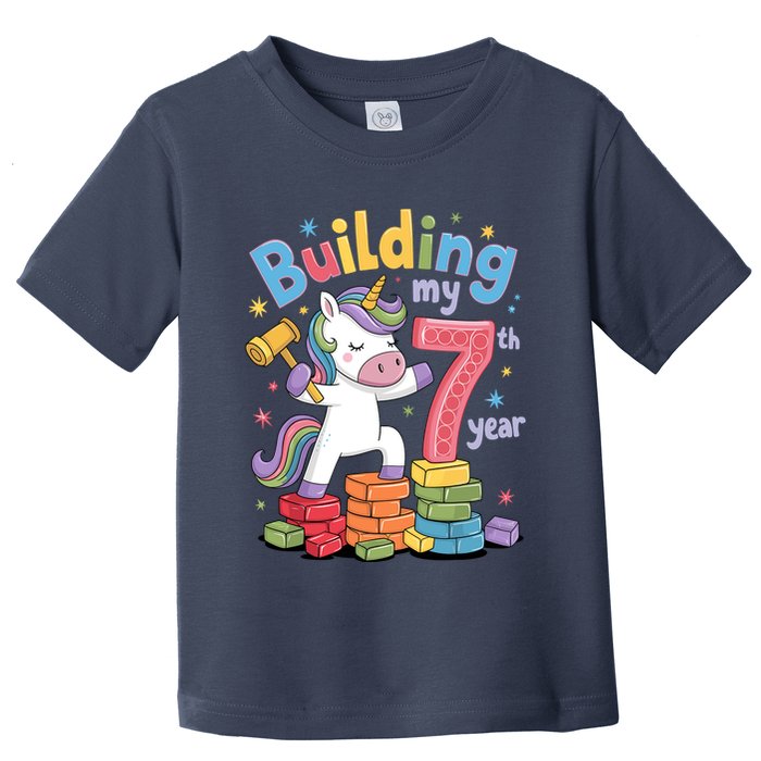 Building My 7th Year Unicorn Funny Design Toddler T-Shirt