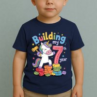 Building My 7th Year Unicorn Funny Design Toddler T-Shirt