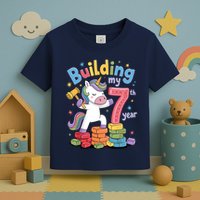 Building My 7th Year Unicorn Funny Design Toddler T-Shirt