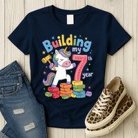 Building My 7th Year Unicorn Funny Design Womens T-Shirt