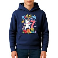 Building My 7th Year Unicorn Funny Design Kids Hoodie