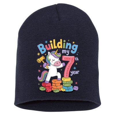 Building My 7th Year Unicorn Funny Design Short Acrylic Beanie