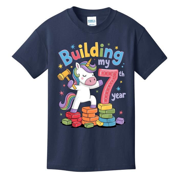 Building My 7th Year Unicorn Funny Design Kids T-Shirt