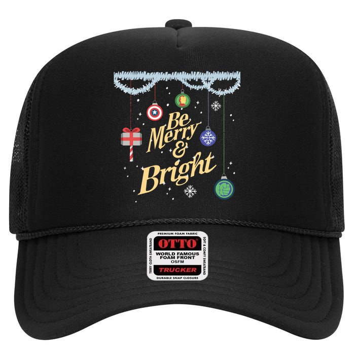 Be Merry And Bright Holiday High Crown Mesh Back Trucker Hat