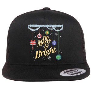 Be Merry And Bright Holiday Flat Bill Trucker Hat