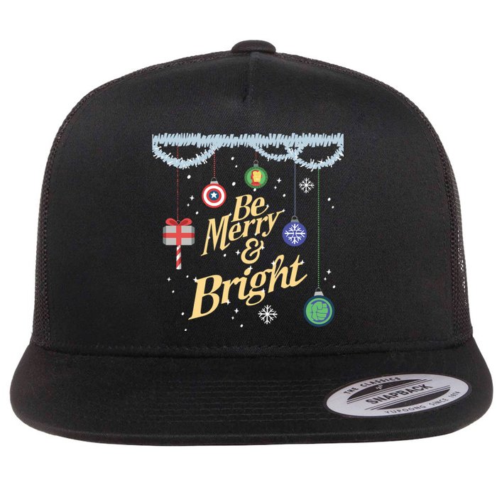 Be Merry And Bright Holiday Flat Bill Trucker Hat