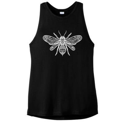 Bee Mandala Art Pattern Insect Beekeeper Gift Ladies PosiCharge Tri-Blend Wicking Tank