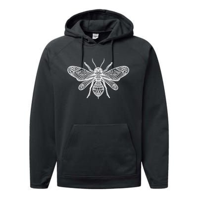 Bee Mandala Art Pattern Insect Beekeeper Gift Performance Fleece Hoodie