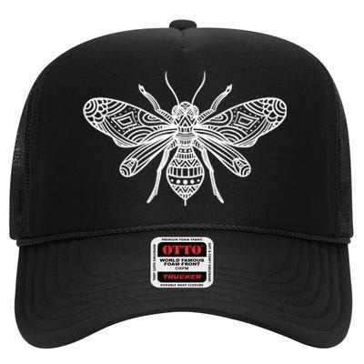 Bee Mandala Art Pattern Insect Beekeeper Gift High Crown Mesh Back Trucker Hat