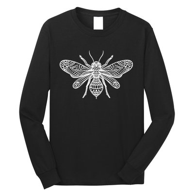 Bee Mandala Art Pattern Insect Beekeeper Gift Long Sleeve Shirt