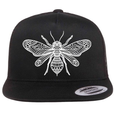 Bee Mandala Art Pattern Insect Beekeeper Gift Flat Bill Trucker Hat