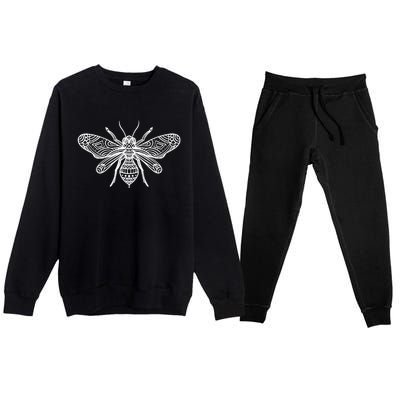 Bee Mandala Art Pattern Insect Beekeeper Gift Premium Crewneck Sweatsuit Set