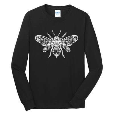 Bee Mandala Art Pattern Insect Beekeeper Gift Tall Long Sleeve T-Shirt