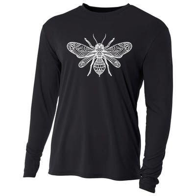 Bee Mandala Art Pattern Insect Beekeeper Gift Cooling Performance Long Sleeve Crew