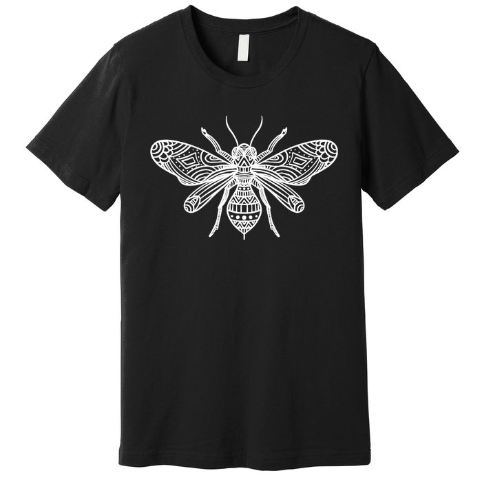 Bee Mandala Art Pattern Insect Beekeeper Gift Premium T-Shirt