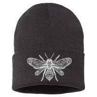 Bee Mandala Art Pattern Insect Beekeeper Gift Sustainable Knit Beanie