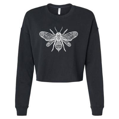 Bee Mandala Art Pattern Insect Beekeeper Gift Cropped Pullover Crew