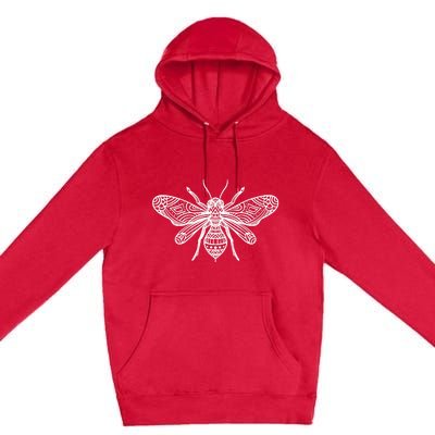 Bee Mandala Art Pattern Insect Beekeeper Gift Premium Pullover Hoodie