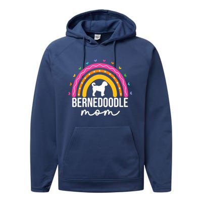 Bernedoodle Mom Adults Bernedoodle Dog Mom Rainbow Great Gift Performance Fleece Hoodie