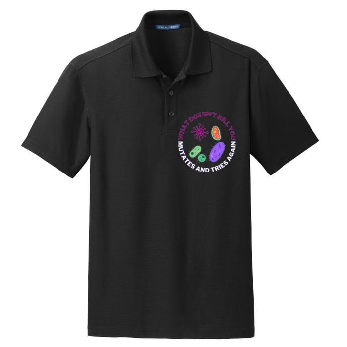 bacteria mutates and tries again funny science microbiology Dry Zone Grid Polo